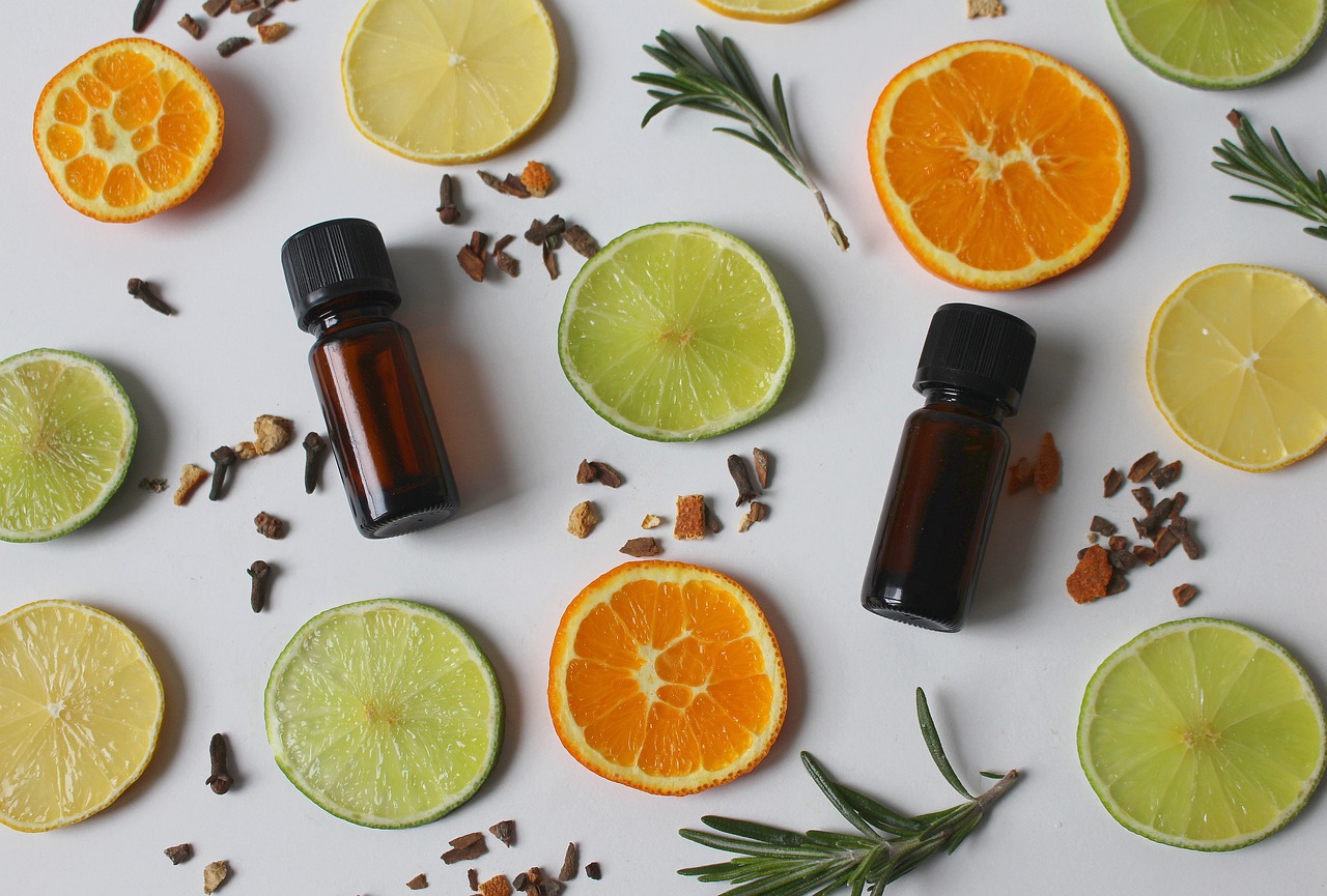 natural cosmetics, fragrance, lemon, orange, lime, spices, spicy, beauty, cosmetics, nature, plant, summer, macro, glass, brown glass, essential oils, fragrance oil, close up, rosemary, essential oils, essential oils, essential oils, essential oils, essential oils